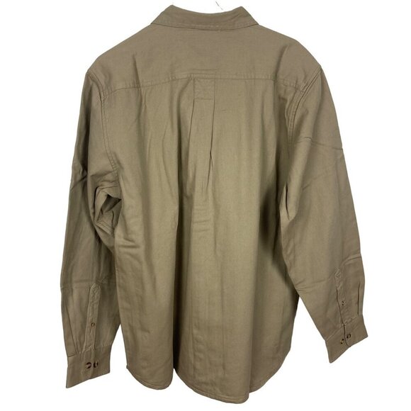 Scandia Woods Flannel Lined Khaki Shirt Medium Button Front Blue Plaid Lining - Picture 4 of 6